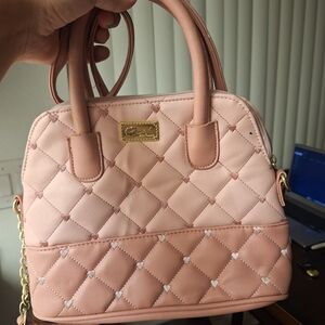 Betsey Johnson Pink Quilted Satchel